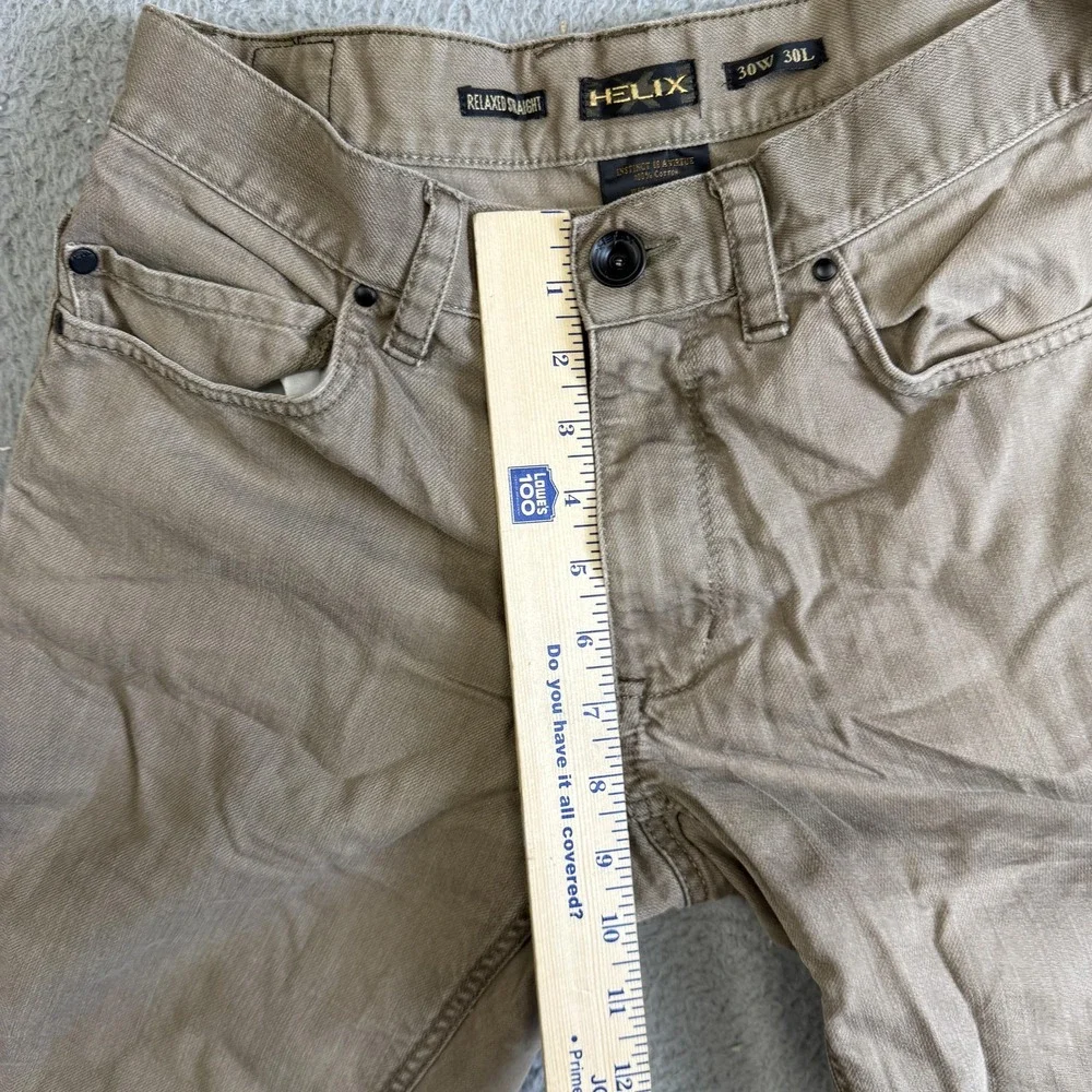 Helix N56 Jeans Mens 30x30 Khaki Beige Relaxed Straight Cotton Denim Pants